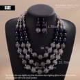 thumbnail image 4 of 3-layered Chunky Crystal Beaded Necklace with Earrings Set Braided Round Balls Statement Necklace for Women Accessories (Grey), 4 of 13