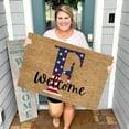thumbnail image 6 of Holloyiver Independence Day Welcome Doormat, 4th of July Coir Doormat with Non Slip Backing American Map Patriotic Mat, Initial Letter Stripes Front Porch Rugs for Entrance, 16 x 24 Inch, 6 of 9