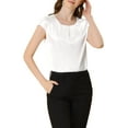 thumbnail image 5 of Allegra K Women's Cap Sleeve Silky Blouse Round Neck Pleated Casual Elegant Top, 5 of 6