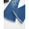 thumbnail image 5 of TiaoBug Kids Girls Flared Bell-bottom Pants Ripped Jeans Spring Autumn Denim Trouser 6-16 Blue 14, 5 of 7