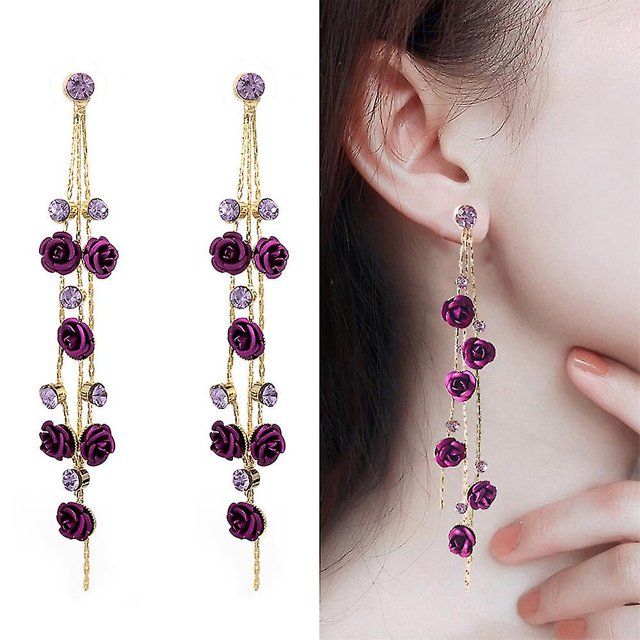 Pendientes largos con borlas y diamantes de imitación para mujer, aretes colgantes con forma de gota, joyería para mujer