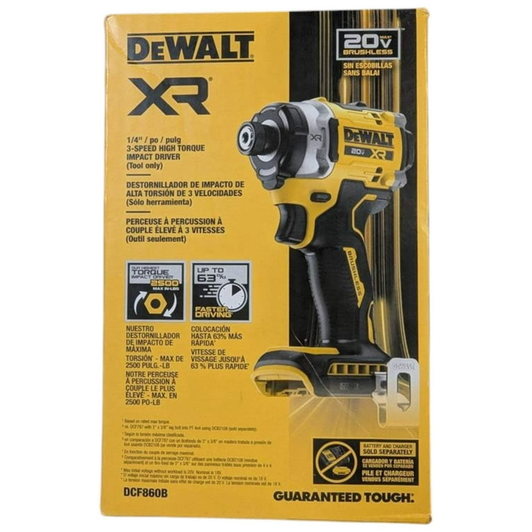 DEWALT DCF860B 20V 1/4 HEX XR 3-Speed High Torque Impact Driver (Tool DEWALT DCF860B 20V 1/4 HEX XR 3-Speed High Torque Impact Driver (Tool