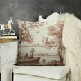 thumbnail image 2 of SHANXI Light Brown and White Toile Pillow Covers French Country Decor Vintage Cottage Outdoor Throw Pillow Covers Pillow Cases linen Cushion Covers for Couch Decor 18x18in, 2 of 5