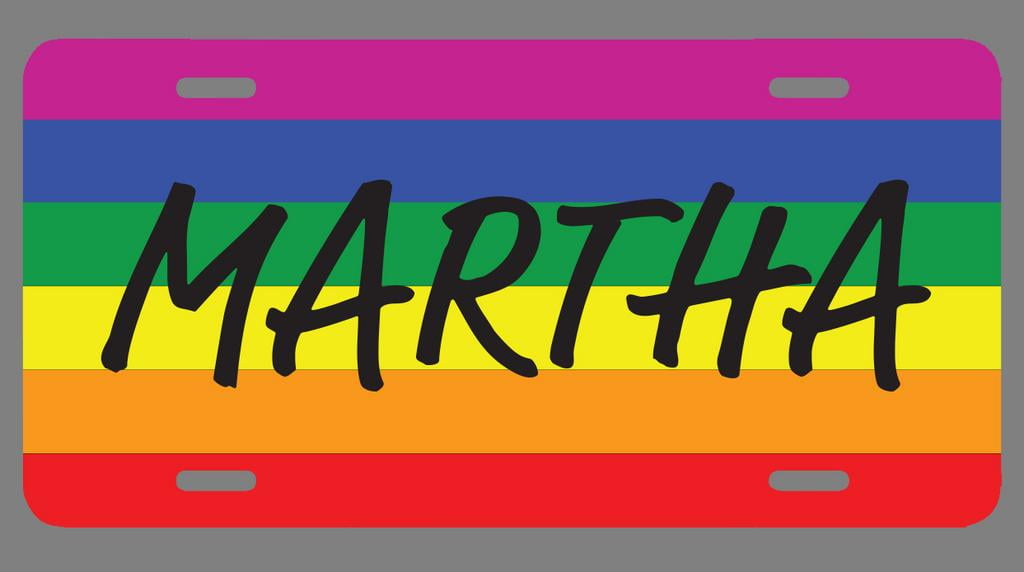 Martha Name Pride Flag Style License Plate Tag Vanity Novelty Metal