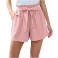 thumbnail image 2 of Nmnitkp Shorts for Women Comfort Summer Casual Loose With Pockets Drawstring Elastic Waist Pants Elastic fabric Short Pants Pink,S, 2 of 8