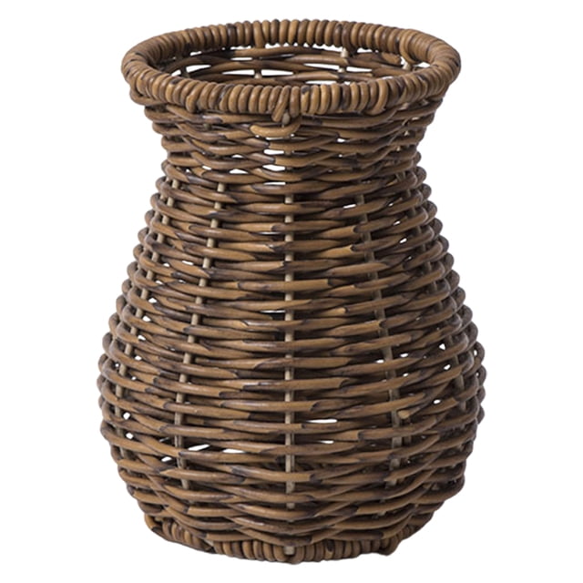 Florero de ratán de imitación, florero rústico de granja, florero artístico con diseño de flores secas