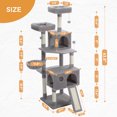 thumbnail image 4 of Pefilos 64" Cat Tree Tower for Large Cats with Sisal Poles, Hammock, Indoor Pet Supplies Climbing Tree House, Multi-Level Cat Condos, Gray, 4 of 8