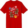 thumbnail image 4 of Christmas Oh Snap Adult Red Crew Neck Short Sleeve Tee-Medium, 4 of 5