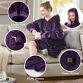 thumbnail image 4 of Degrees of Comfort Heated Wearable Blanket for Women Adult, Cordless Wearable Electric Blanket Hoodie Battery Powered, Warm Sherpa Sweatshirt Gift for Women, Purple, 4 of 14