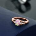 thumbnail image 4 of 18K Rose Gold Plated Silver Pink Simulated Opal and White Lab Grown Diamond 3 Stone Engagement Ring for Women | 1.13 Cttw | Oval Cabochon 8X6MM | Round 2MM | Gemstone October Birthstone | Size 8, 4 of 4