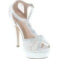 thumbnail image 3 of Static Footwear HY-5 Formal Evening Party Lace Ankle T-Strap Peep Toe Stiletto High Heel Pumps, 3 of 7