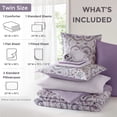 thumbnail image 4 of Regency Heights Twin Size Comforter Set, 6-Piece Bed in a Bag Twin, Purple Bedding Comforter Set with Comforter, Flat Sheets, Fitted Sheets with Side Pockets, 4 of 9