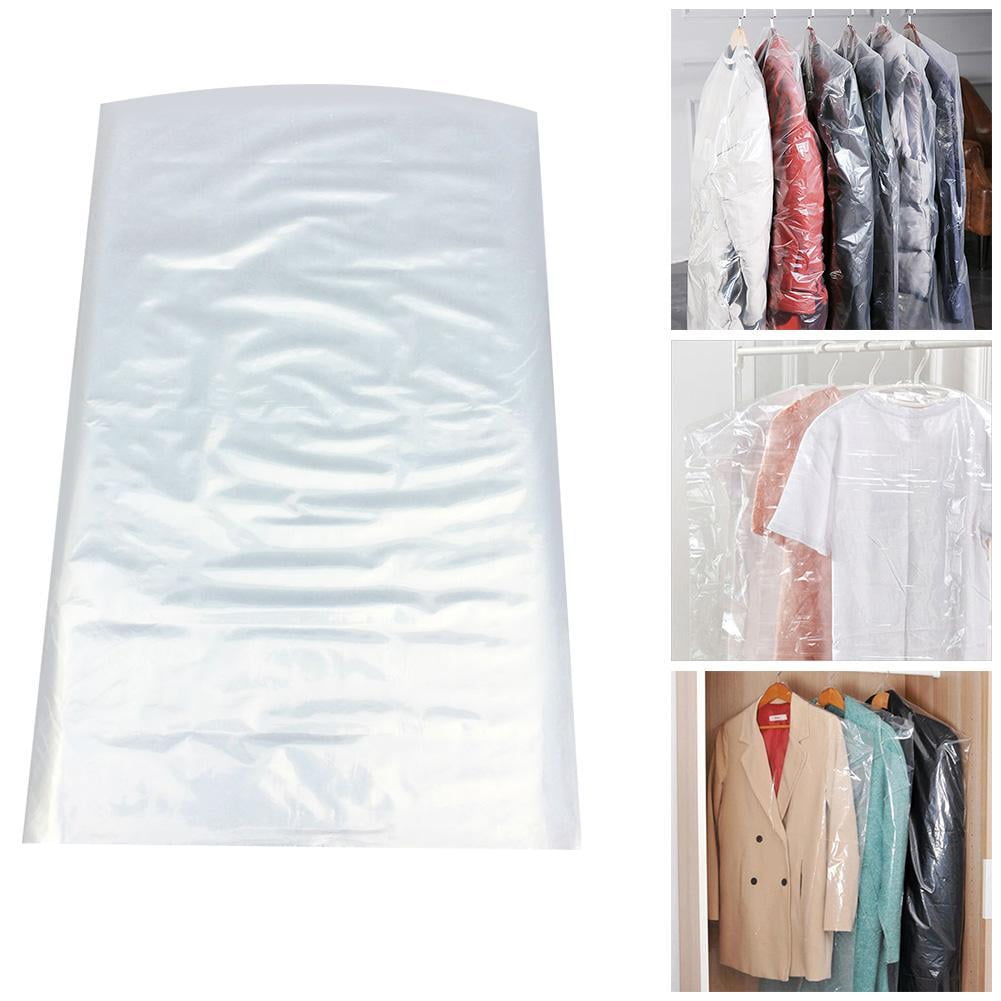 20pcs /set Clear Plastic Polythene Garment Cover Dry Cleaner Clothes Dress Bag 