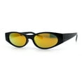 thumbnail image 5 of Womens Oval Color Mirror Rectangle Retro 90s Thick Temple Sunglasses Black - Orange Mirror, 5 of 7
