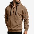 thumbnail image 5 of Quarter Zip Pullover Hoodies Mens Casual Drawstring Long Sleeve Sweatshirts with Kangaroo Pocket and Arm Pocket Trendy Fall Outfits 2026, 5 of 6