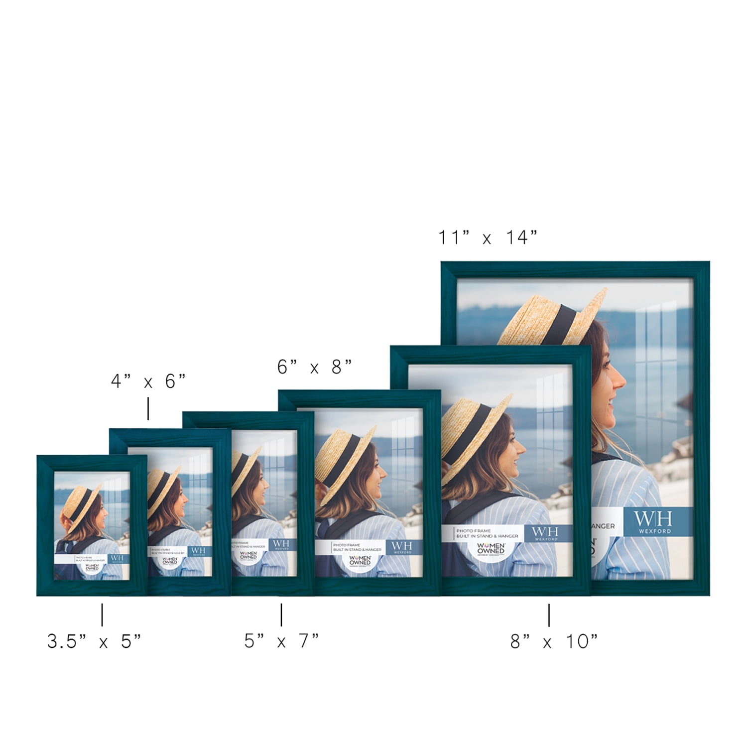 Woodgrain 3.5 in. x 5 in. Ocean Blue Picture Frame (Set of 2)