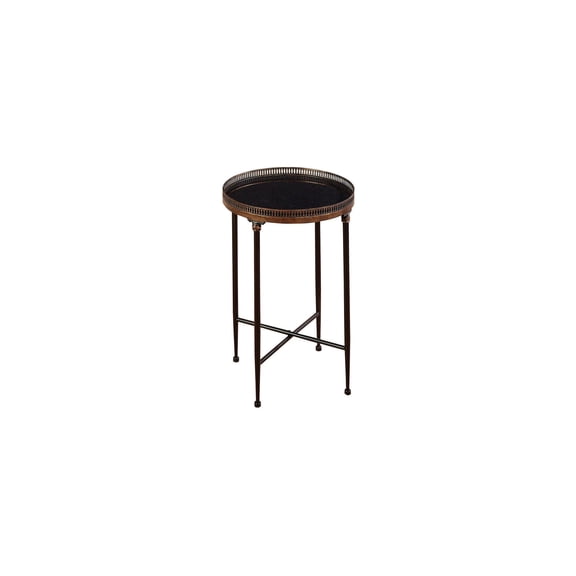 DecMode 18" x 26" Bronze Metal Vintage Inspired Cutout Round Accent Table, 1-Piece