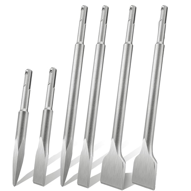 Juego de Cinceles SDS Plus, 6 Piezas de Cinceles para Azulejos, Cinceles de Pala, Cinceles de Martillo Perforador para Hormigón, Mampostería, Azulejos y Adhesivo para Azulejos.