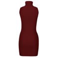 thumbnail image 5 of Fesfesfes Women Dress Casual Slim Fit Solid Color Turtleneck Sleeveless Hip Dress Clothes Sale, 5 of 8