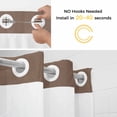 thumbnail image 2 of Pure Brown No Hook Shower Curtain with Snap in Liner, Simple Solid Color Double-Layer Waterproof Fabric Shower Curtains for Bathroom Hotel Bathtub, Mesh Top 48"x72", 2 of 9