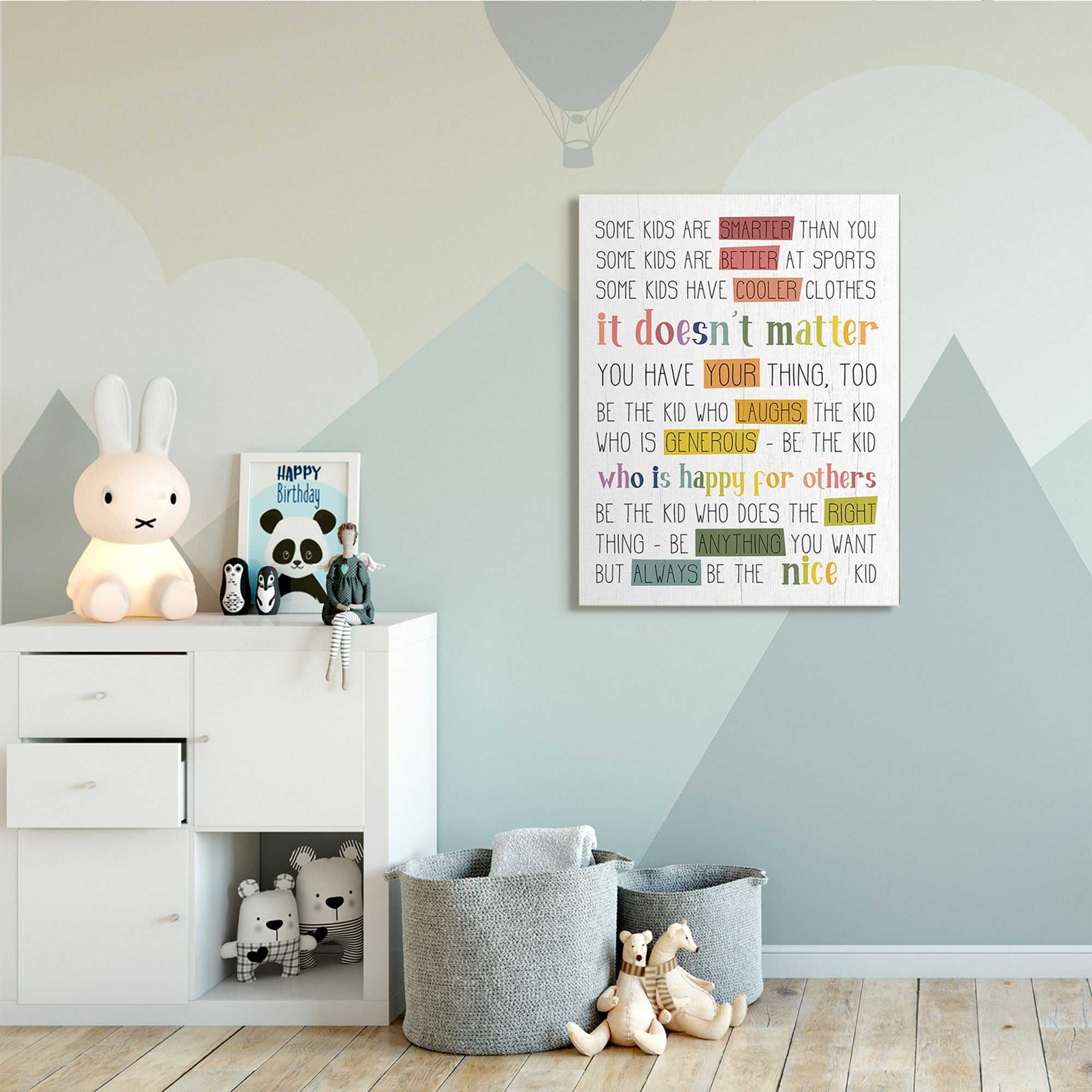 Stupell Industries Be the Nice Kid Sentiments Rainbow Text Pop,30 x 40,Designed by Daphne Polselli