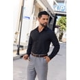 thumbnail image 3 of sogami Mens Wrinkle Free Dresses Shirt Formal Long Sleeve Black Button Up shirt, 3 of 9