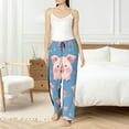 thumbnail image 4 of Kdxio Women's Comfy Stretch Cute Pig Flowers Print Drawstring Pajama Pants-Small, 4 of 5