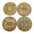thumbnail image 4 of Posavasos de Corcho para Bebidas, 4 Uds., Alfombrilla de Mandala con Soporte de Almacenamiento Macarena posavasos, 4 of 8