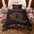 thumbnail image 2 of Erosebridal Brown Leopard Print Twin Bedding for Girls Women, Monogrammed Q Duvet Cover Set, Black Reversible 2-Piece, 1 Duvet Cover and 1 Pillowcase (No Comforter), 2 of 6