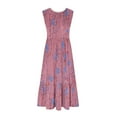 thumbnail image 3 of BRGZLK Womens Sundresses for Beach Vacation Round Neck Sleeveless Boho Floral Printed Pleated Long Dress for Spring Summer 2026 Pink XXL, 3 of 4