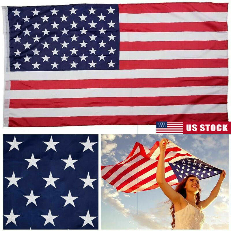 PURELY- 2Pcs 90*150Cm 3X5Ft American Flag Usa Us Flag Stars Grommets Stripe Nylon Garden