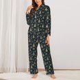 thumbnail image 2 of Saiise Gold Snowflake Christmas Tree Pattern Women's Long-Sleeved Pajama Set Button Front Sleepwear with Pockets Lounge Set for Home Relax Nightwear-Large, 2 of 7