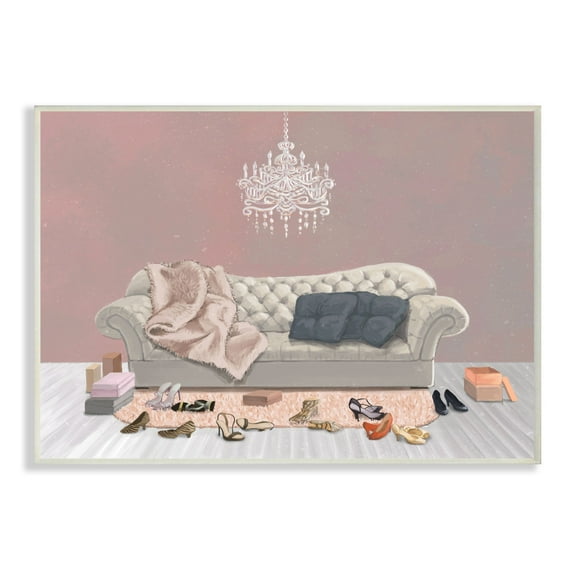 Stupell Industries Chic Living Room Pink Gray Painting Wall Plaque by Ziwei Li