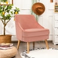 thumbnail image 2 of Costway Accent Chair Velvet Upholstered Single Sofa with Rubber Wood Legs Pink, 2 of 12