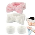 thumbnail image 1 of Muñequeras y diademas para lavarse la cara Maquillaje para niñas y mujeres para evitar derrames de líquidos Juego de 4 piezas, 1 of 6