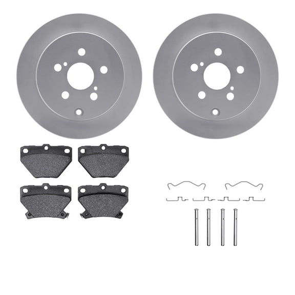 Dynamic Friction Company Rear Geospec Brake Rotors with 5000 Advanced Brake Pads includes Hardware 4512-76118