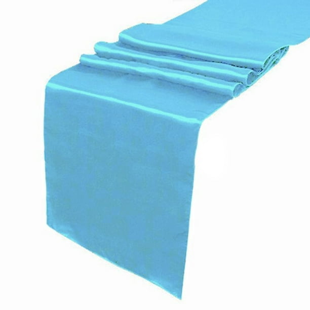 Camino de mesa liso de damasco satinado de 30 x 275 cm para decoración de fiestas en el hogar Cielo azul
