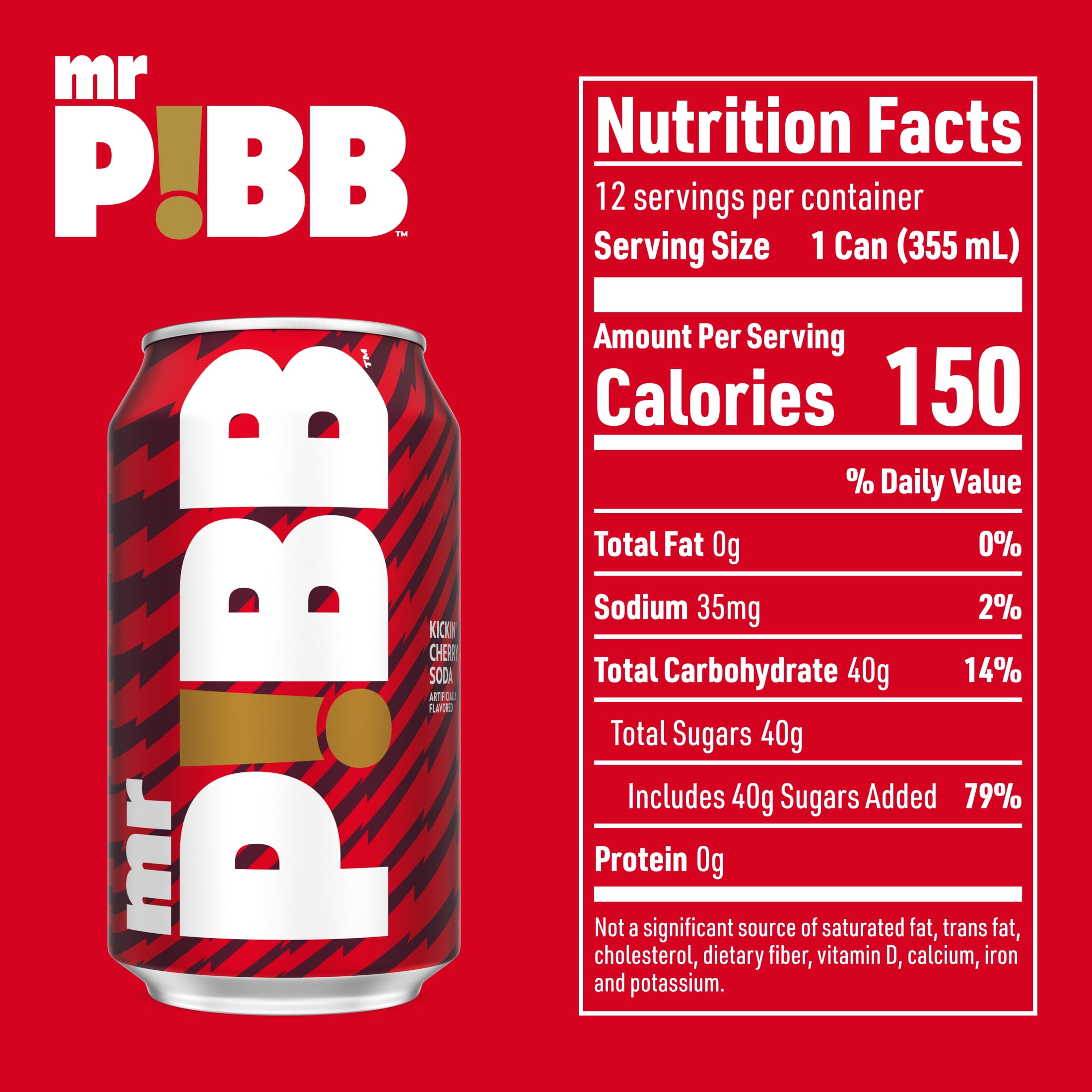 Mr. Pibb Cherry Soda Pop Fridge Pack Cans, 12 fl oz, 12 Pack