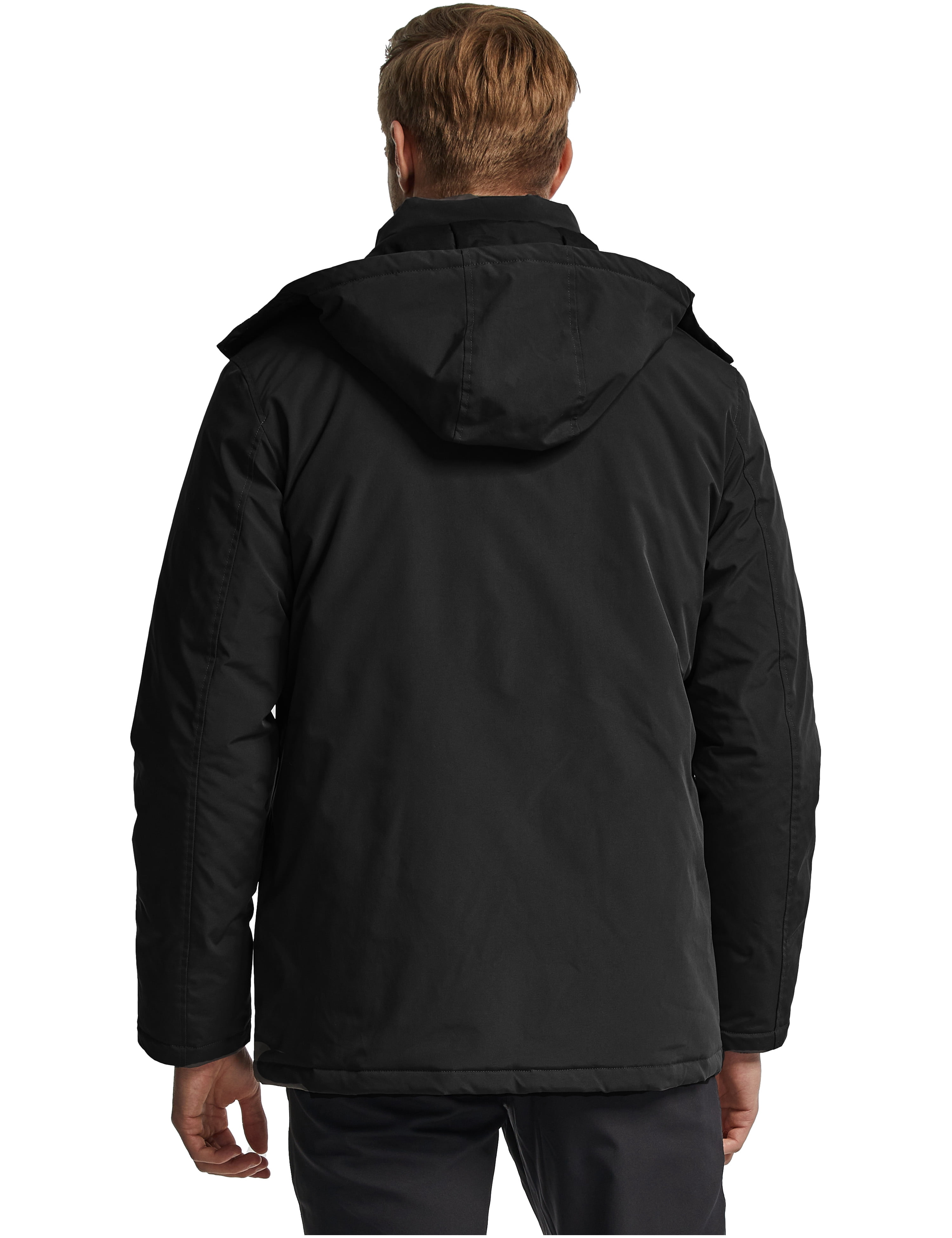 Men's Winter Coat Warm Padded Puffer Jacket Windproof Winter Coat Black L