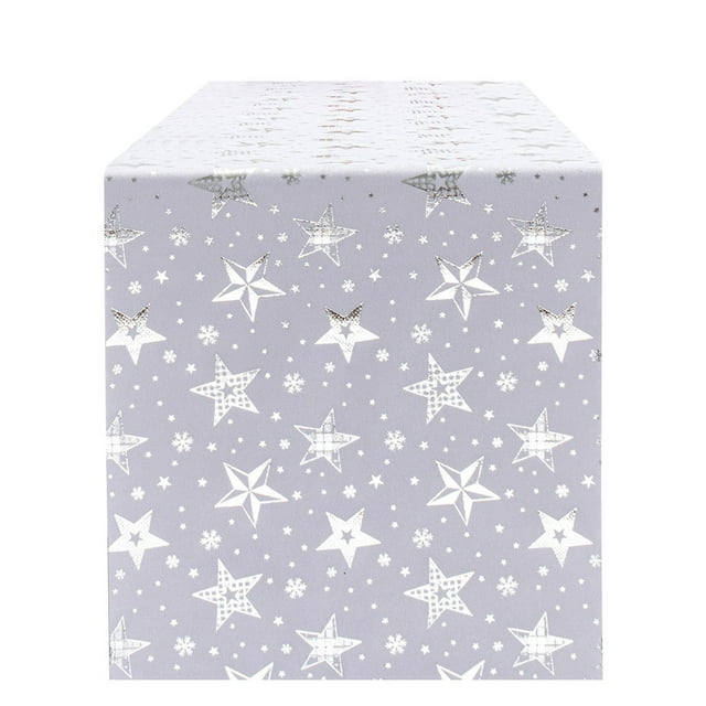 Chemin de Table de Noël, Chemin de Table Étoile de Noël en Tissu Velours Or Chaud Polyester Coton Drapeau de Table Imprimé Nouvel An Rassemblement de Vacances de Noël, Nappe de Noël