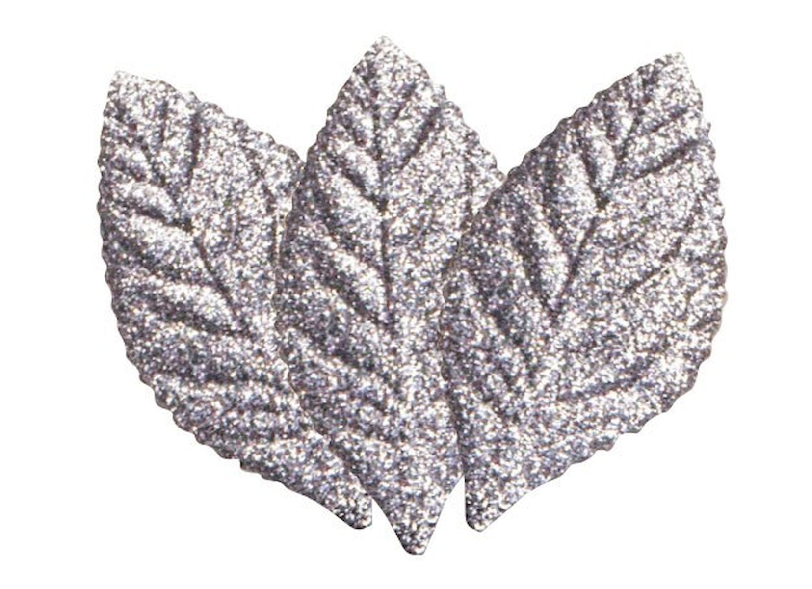 Set Of 50 Silver Glitter Leaves Vase Fillers