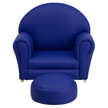 Kids Navy Vinyl Rocker Chair and Footrest