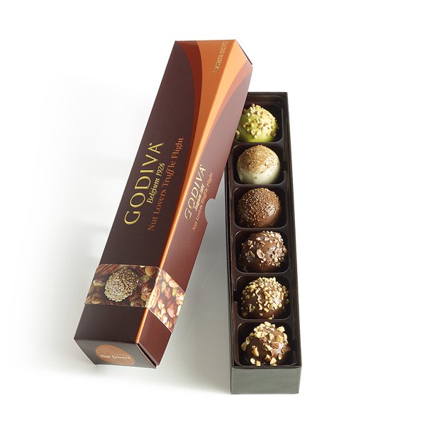 GODIVA Chocolate Truffle Nut Lovers 6 PC, 4 oz