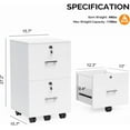 thumbnail image 3 of VividVibes 2 Drawer File Cabinet with Lock, Wood Grain White File Cabinet for Letter Size File Folders with Tabs, Mobile Under Desk File Cabinets for Home Office, Rolling Filing Cabinet Printer Stand, 3 of 9