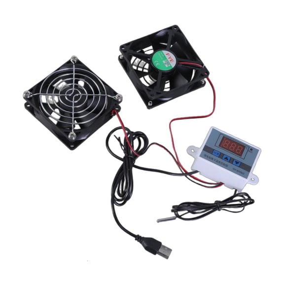 Lerpwige USB Quiet 80mm Cabinet Fan with Temperature Control for AV Cabinets