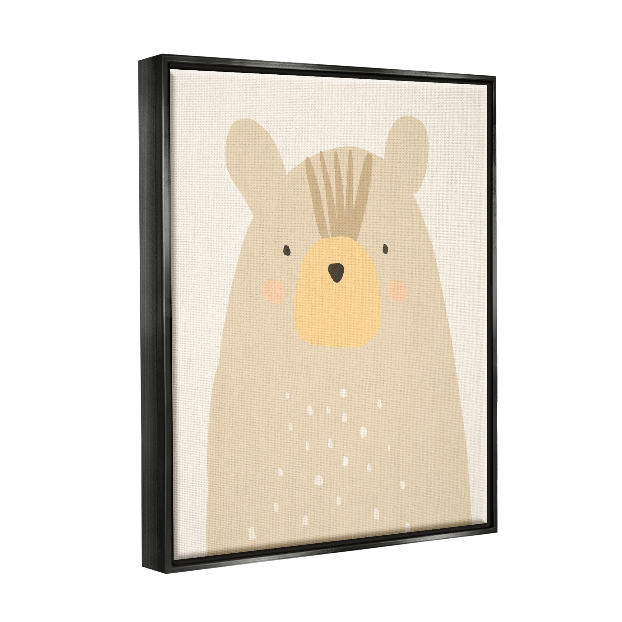 Stupell Industries Charming Brown Bear Casual Style Animal Drawing Graphic Art Jet Black Floating Framed Canvas Print Wall Art, Design by Heather McLaughlin