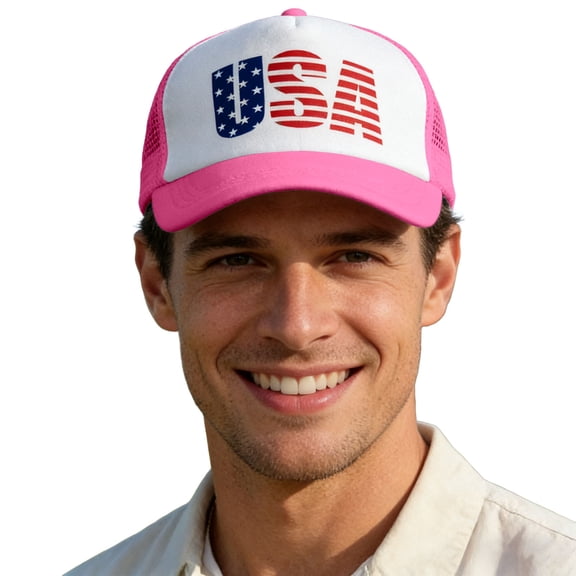 VNKIDY Unisex Mesh Back Trucker Hat With Usa Flag Inspired Letter Print Patriotic Themed Cap For Fourth Of July Celebrations Outdoor Activities Leisure Hat