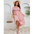 thumbnail image 6 of Yesfashion Women's Summer Casual Dresses 2025 Spring Puff Sleeve Square Neck A-line Flowy Floral Smocked Midi Dress, 6 of 7