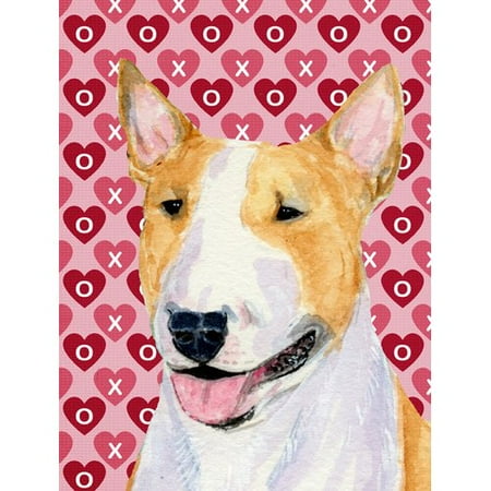 Caroline's Treasures Bull Terrier Hearts Love and Valentine's Day Portrait 2-Sided Garden Flag