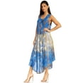 thumbnail image 3 of Sakkas Ombre Floral Tie Dye Tank Sheath Caftan Rayon Dress - Blue / Mustard - One Size, 3 of 5